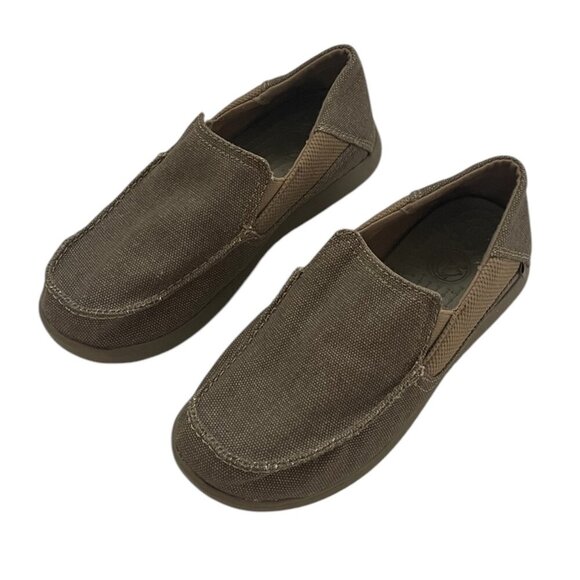 Crocs Santa Cruz II Loafers Youth Size J1 Unisex Khaki Slip on Shoes - Picture 1 of 10